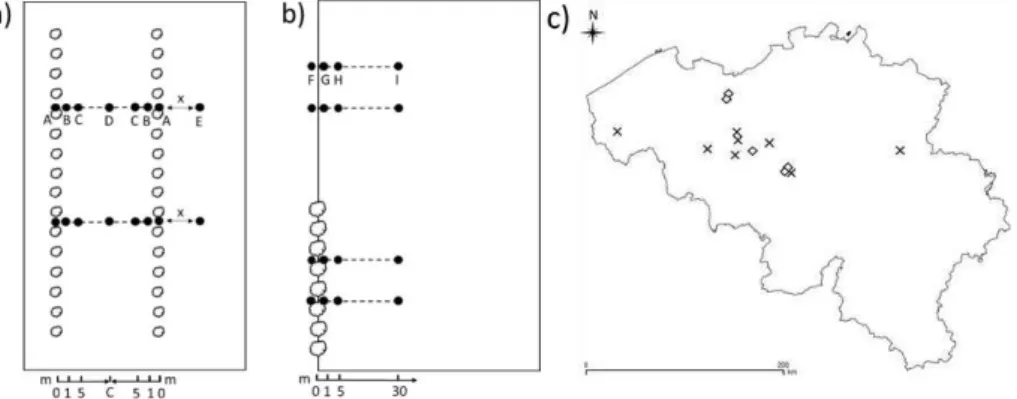 Figure  1:  Experimental  design.  a)  alley  cropping  fields,  b)  boundary  planted fields