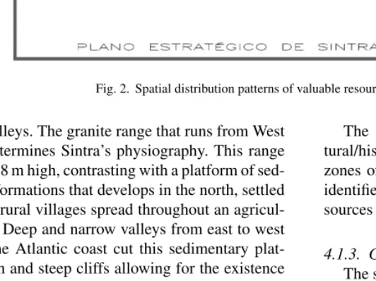 Fig. 2. Spatial distribution patterns of valuable resources in Sintra municipality.