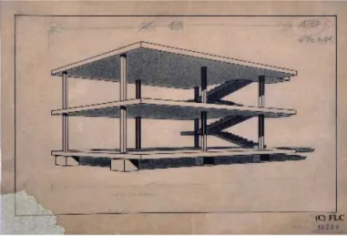 Figura 2.1 – Maison Dom-ino (1914-15). Protótipo de Le Corbusier para um sistema estrutural estandardizado  para a construção de habitações [Fonte: http:/www.fondationlecorbusier.asso.fr/domino.htm (Consult