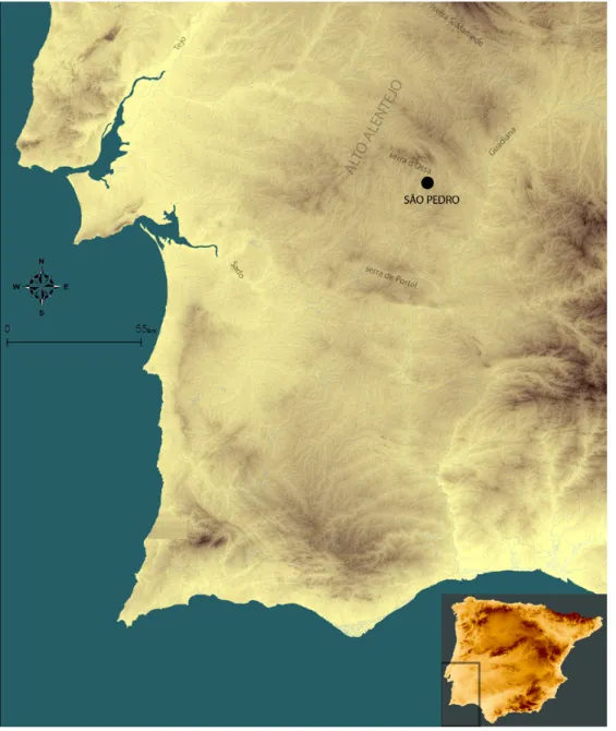 Fig. 1: Localização do sítio de S. Pedro na Península Ibérica
