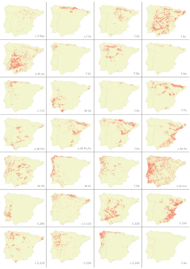 Figure 6. Distribution map of each forest type (1:50,000 scale). 