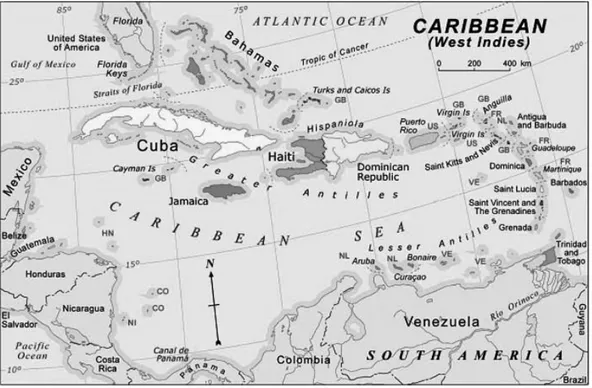 Fig. 1 Mapa da região Caribenha                                                                                                                                                                          