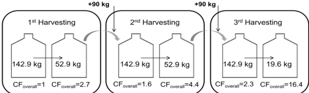 Figure 2.2. Schematic representation of the procedure used during the consecutive harvesting batches.