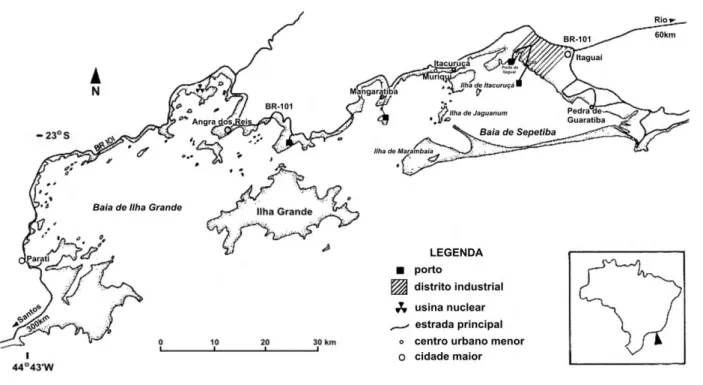 Figura 1. As baías de Ilha Grande e de Sepetiba. Adaptado de: Hoefle (1992). 