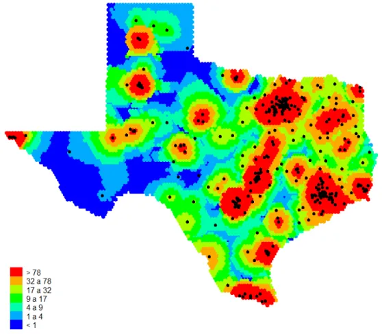 Figure 1. Kernel Density Estimation of Hospital Discharges per 1000 Citizens. 