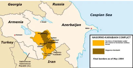 Figura 1 – delimitação da Região após o Conflito nagorno-Karabach