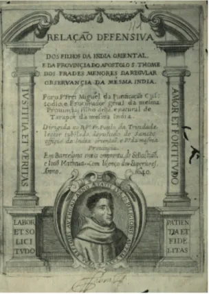 Fig. 1. Frontispicio de la Relação Defensiva de Fr. Miguel da Purificação.  