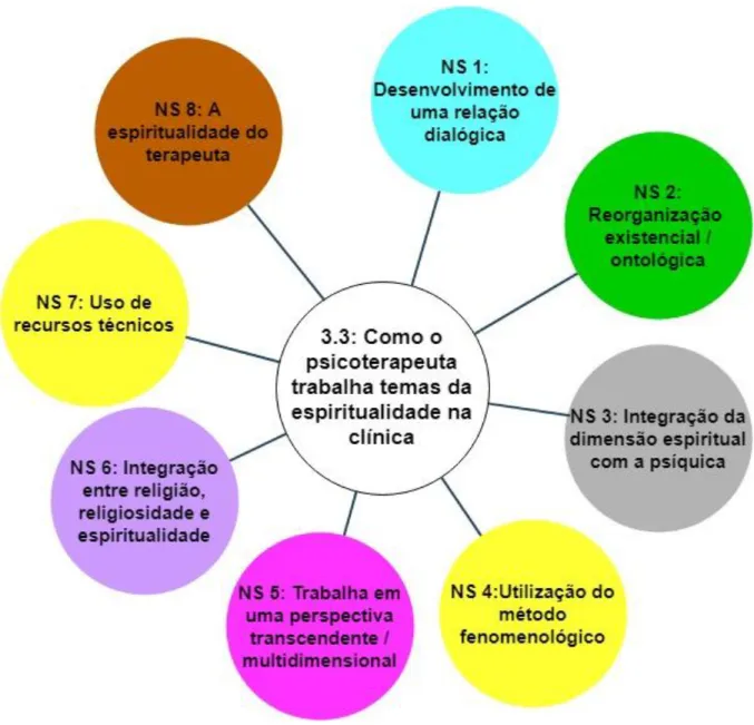 Figura 6: Como o psicoterapeuta trabalha temas de espiritualidade na clínica - núcleos  de sentido