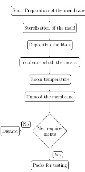 Figure 4.3 – Flowchart of membrane confection by the deposition technique. 