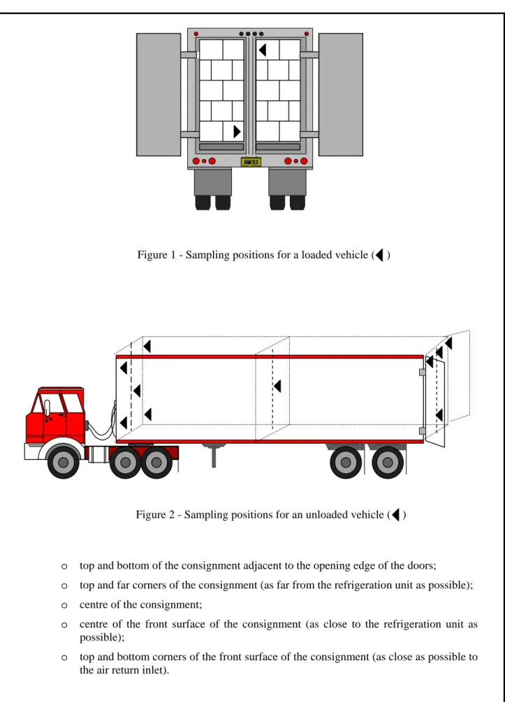 Figure 1 - Sampling positions for a loaded vehicle (    ) 
