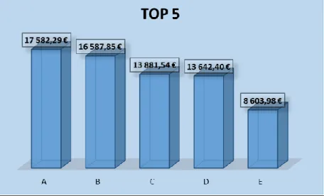 Figure 1 - Initial top 5 clients in debt 