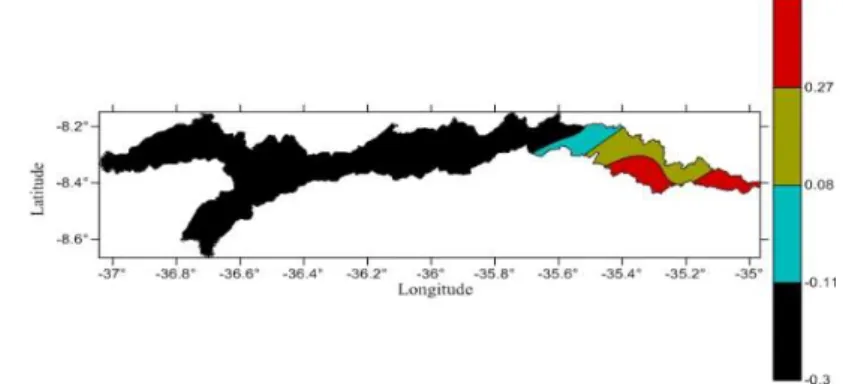 Figura 2- Variabilidade do índice hídrico para a cultura do caju na bacia hidrográfica do rio  Ipojuca