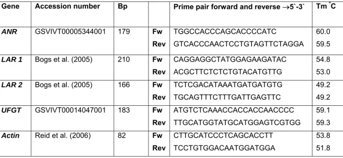 Table 1. Primers used for PCR amplification to ANR, LAR1, LAR2, UFGT and Actin 