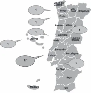 Fig. 1. Territorialização dos Centros de  Investigação Sociológica, em Portugal