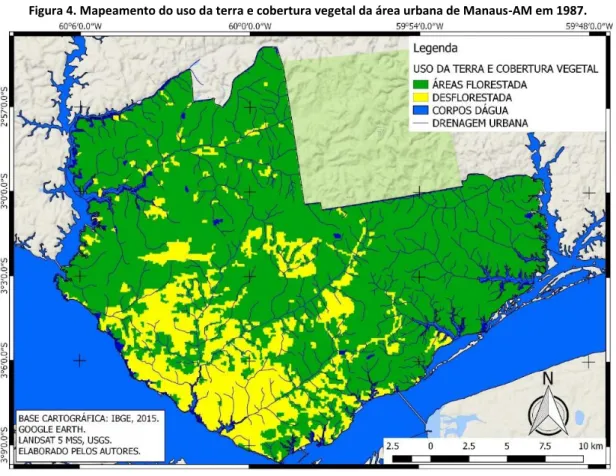 Figura 4. Mapeamento do uso da terra e cobertura vegetal da área urbana de Manaus-AM em 1987