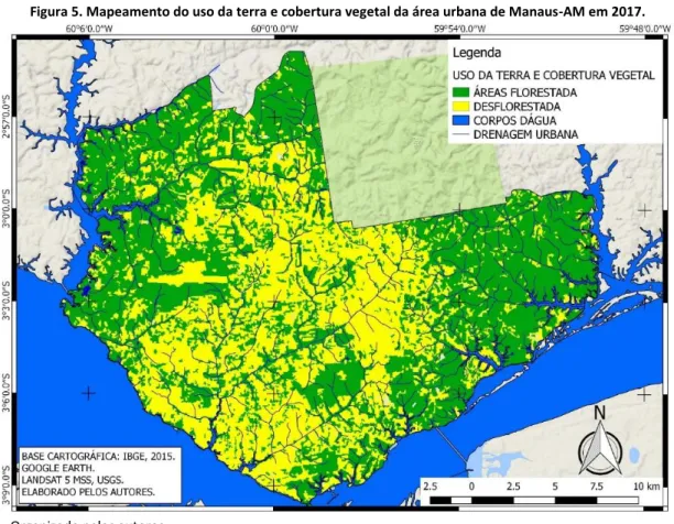 Figura 5. Mapeamento do uso da terra e cobertura vegetal da área urbana de Manaus-AM em 2017