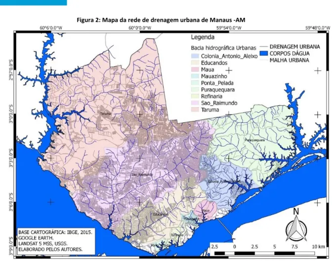 Figura 2: Mapa da rede de drenagem urbana de Manaus -AM