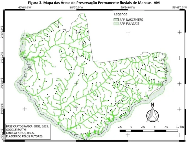 Figura 3. Mapa das Áreas de Preservação Permanente fluviais de Manaus -AM 