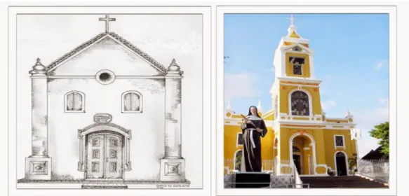 Figura 05: Igreja Matriz em Santa Rita com seu traçado original e depois das reformas 