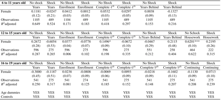 Table 12: FE estimation: gender difference by income