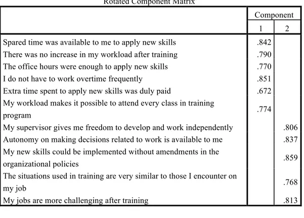 Table 4. Rotated Component of individual work support 