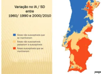 Figura 2. Progressão das áreas suscetíveis à desertificação entre 1960-1990 e 2000-2010