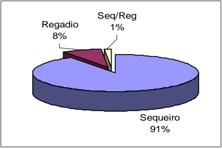 Figura 3: Percentagem de área cultivada em Cabo Verde segundo a tipologia de agricultura