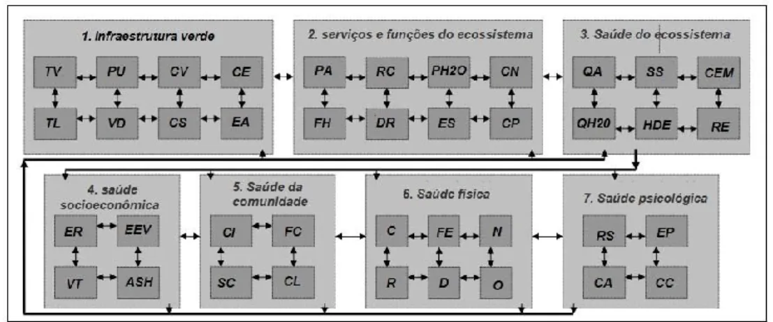 Figura 1: Associações e indicadores da saúde humana e do ecossistema.