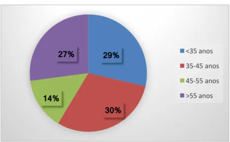 GRÁFICO  3 - Distribuição dos inquiridos por faixa etária. 