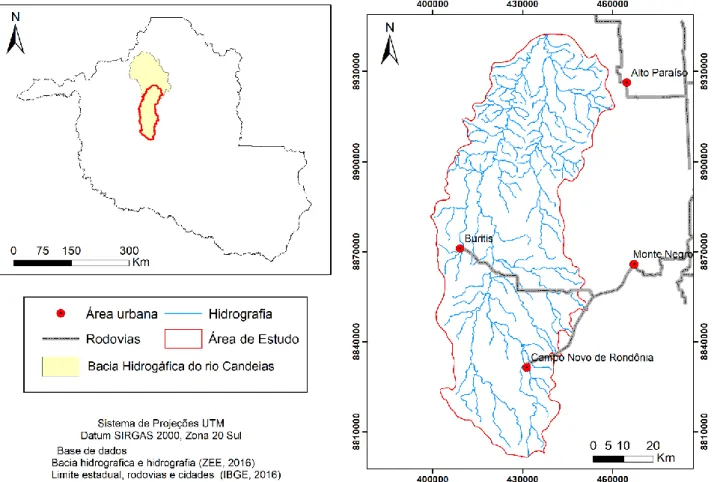 Figura  1.  Mapa  de localização  da  parte superior  da bacia  hidrográfica  do rio  Candeias