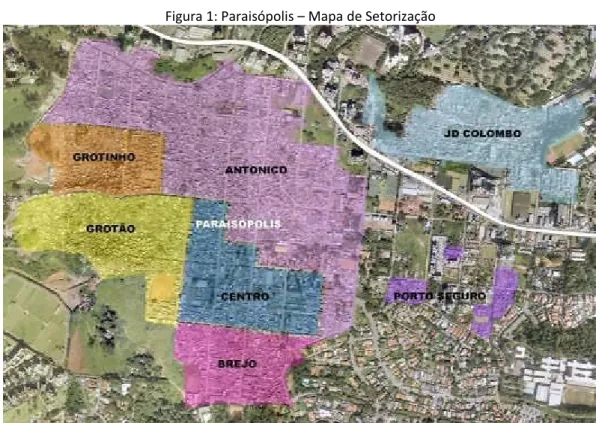Figura 1: Paraisópolis – Mapa de Setorização