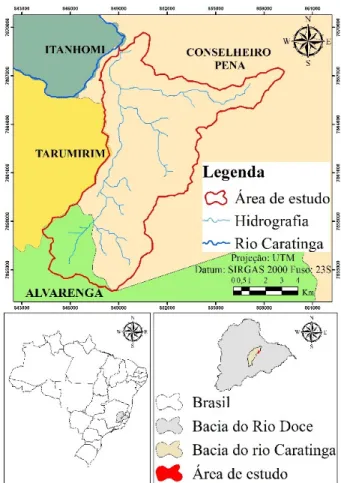 Figura  1.  Mapa  da  localização  da  sub-bacia  do  córrego Maria Comprida, em Minas Gerais