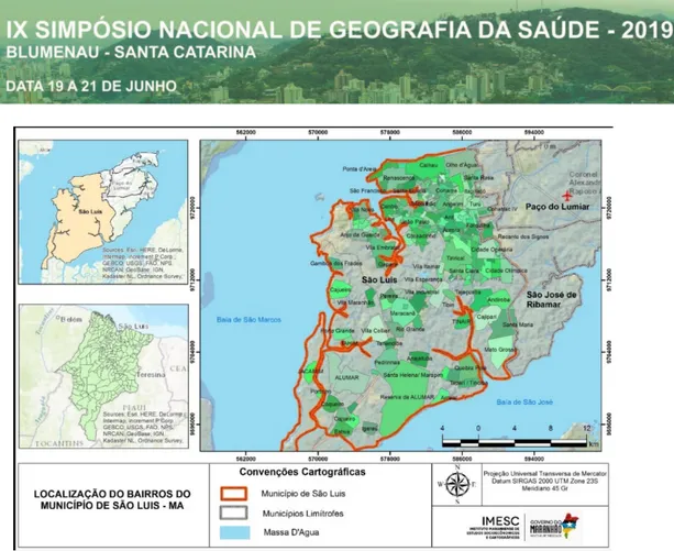 Figura 01: Mapa de delimitação dos bairros do município de São Luís. 