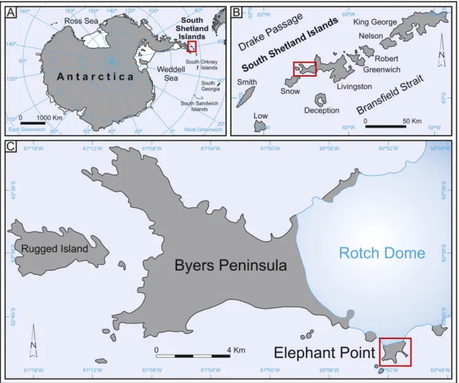 Fig. 1. Location of Elephant Point in Livingston Island.