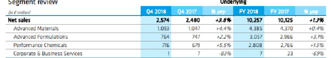 Figure 12: Segment review of Solvay group in 2017 and 2018 