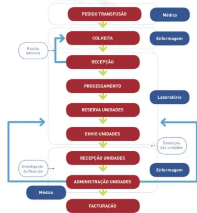 Figura 5. Etapas de uma transfusão de sangue (consultado em 