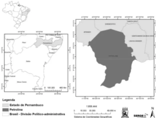 Figura 1. Localização geográfica do município de  Petrolina, em Pernambuco. 