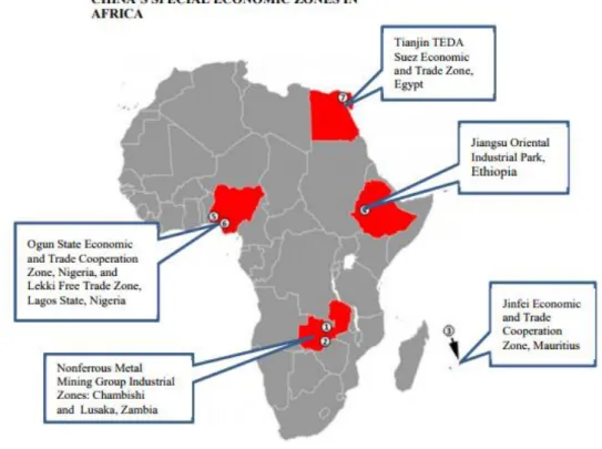 Figure 7- China’s Special Economic Zones in Africa (Source: António and Ma, 2015: 86) 