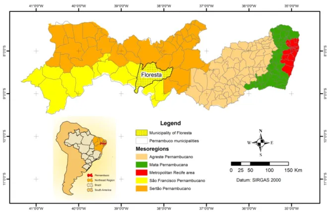 Figura 1. Localização do município de Floresta/PE. Fonte: Adaptado de Nascimento et al