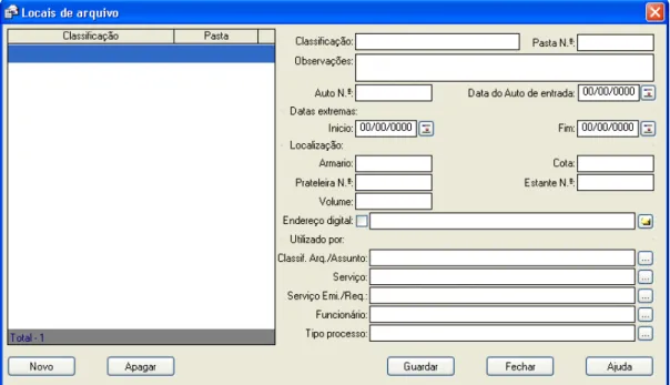 Figura 7 – Exemplo do formulário de descrição de documentos em fase de arquivo histórico no  programa SGD – Sistema de Gestão Documental 