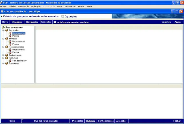 Figura 8 – Exemplo do interface de pesquisa de documentos no programa SGD – Sistema de  Gestão Documental 