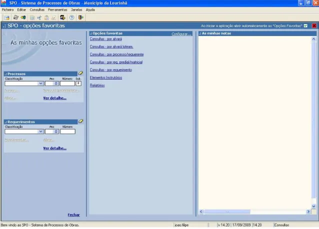 Figura 9 – Exemplo do interface de pesquisa no programa SPO – Sistema de Processos de Obras 