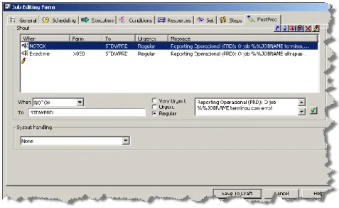 Fig. 11 - Menu de alarmística de cada Job 