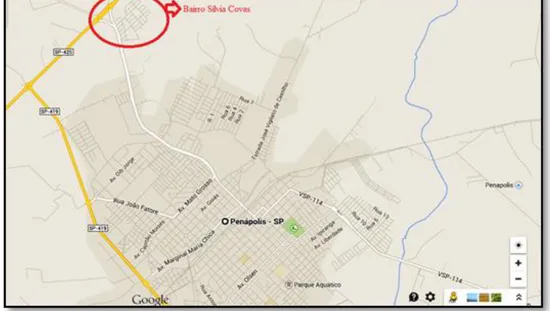 Figura 02: Localização do bairro Silvia Covas na malha urbana do município de Penápolis/SP