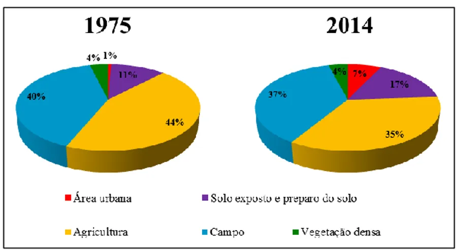 Figura 4: Classificações de uso e ocupação da terra no Município de Ilha Solteira (1975 e 2014)