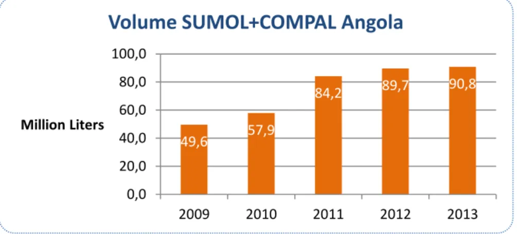 Figure 5 – SUMOL+COMPAL Angola Volume Sold between 2009 and 2013 
