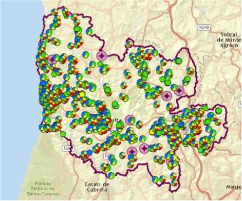 Figura 5- Mapa dos ecopontos existentes no concelho de Mafra / Fonte: sig.cm-mafra.pt 