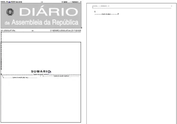 Figura 1 – Modelo para a feitura dos Diários da Assembleia da República