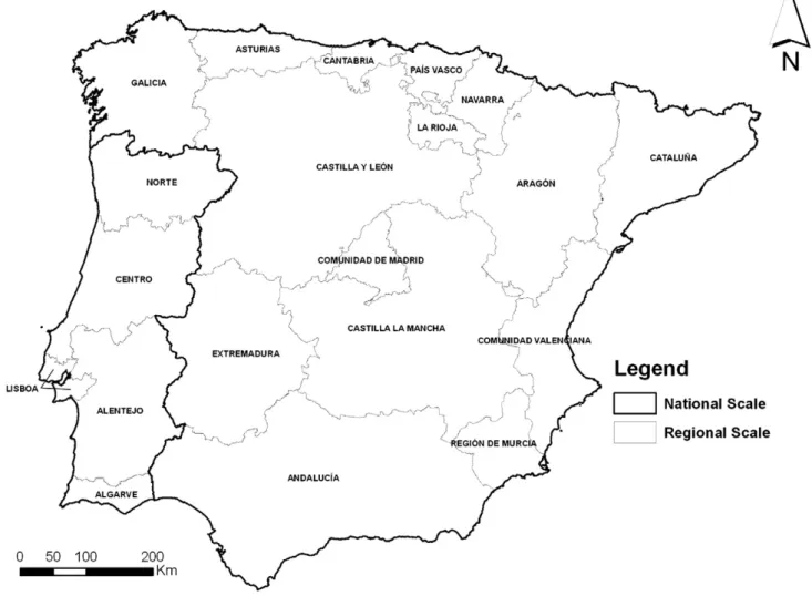 Fig. 1. Iberian Peninsula countries and regions.