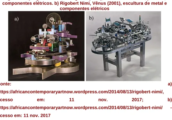 Figura 04. a) Rigobert Nimi, Navegador (2011), escultura de metal, plástico,  componentes elétricos